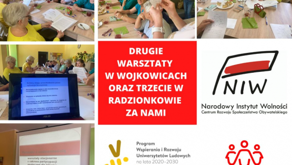 Za nami drugie spotkanie warsztatowe w Wojkowicach oraz trzecie spotkanie warsztatowe w Radzionkowie w ramach projektu „Forum obywatelskie Śląskiego Uniwersytetu Ludowego na rzecz Wspólnoty”.