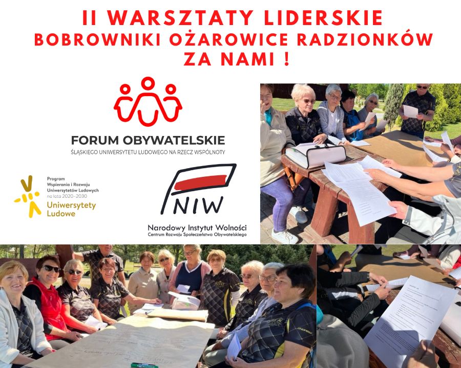 Za nami drugie w tym roku warsztaty liderskie w Bobrownikach, Ożarowicach oraz Radzionkowie w ramach projektu „Forum obywatelskie Śląskiego Uniwersytetu Ludowego na rzecz wspólnoty”.