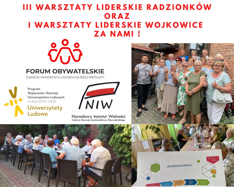 Za nami pierwsze warsztaty liderskie w Wojkowicach oraz trzecie warsztaty w Radzionkowie w ramach projektu „Forum obywatelskie Śląskiego Uniwersytetu Ludowego na rzecz wspólnoty”
