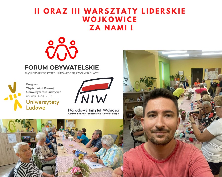 Za nami drugie i trzecie warsztaty liderskie w Wojkowicach w ramach projektu „Forum obywatelskie Śląskiego Uniwersytetu Ludowego na rzecz wspólnoty”.